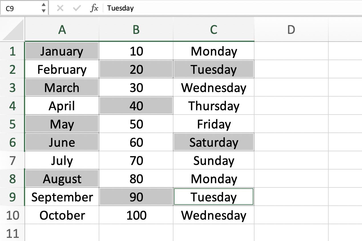 excel for mac select multiple cells and format